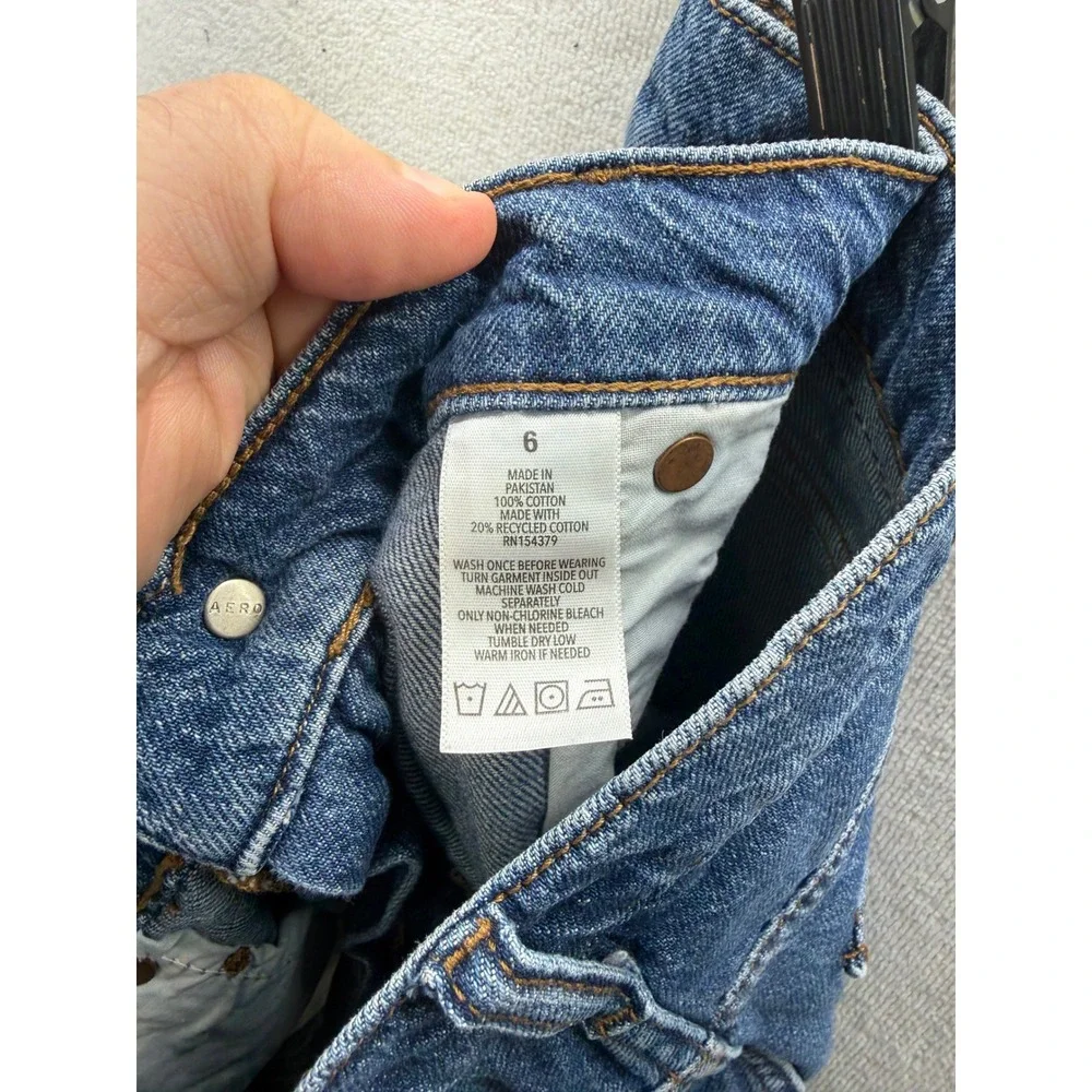 Aeropostale Denim Shorts Womens 6 Blue  Distressed High Rise Shorty 3504
